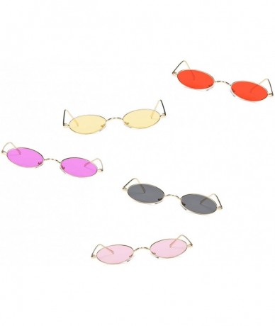 Oversized Slim Retro Vintage Metal Small Round Oval Sunglasses - Pink - CN18I9OKNCY $19.93