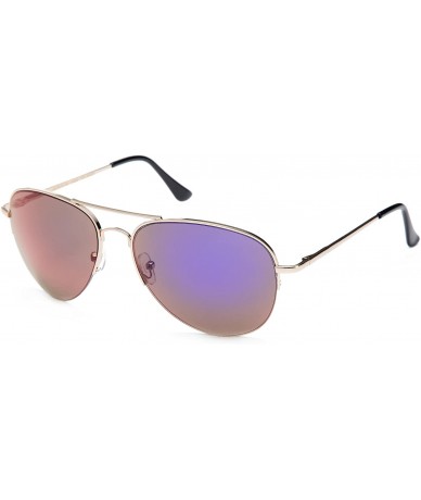 Oversized Fax Flash Aviator Design Spring Hinge Flash Mirror Lenses - Purple - CZ12J6U5B4L $19.00