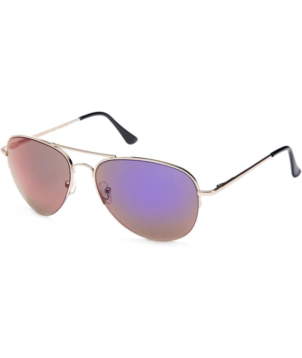 Oversized Fax Flash Aviator Design Spring Hinge Flash Mirror Lenses - Purple - CZ12J6U5B4L $19.00