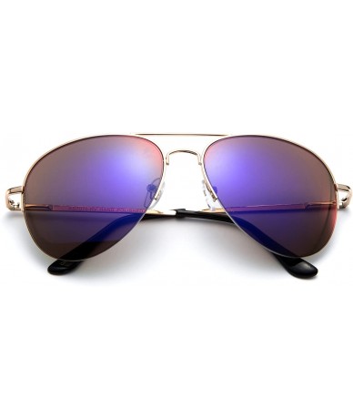 Oversized Fax Flash Aviator Design Spring Hinge Flash Mirror Lenses - Purple - CZ12J6U5B4L $19.00