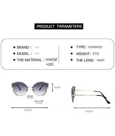 Semi-rimless Women Oversized Rimless Sunglasses Alloy Frame Rim Gradient Lens Semi-Rimless Ladies Glasses Eyewear - C3tea - C...