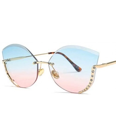 Semi-rimless Women Oversized Rimless Sunglasses Alloy Frame Rim Gradient Lens Semi-Rimless Ladies Glasses Eyewear - C3tea - C...