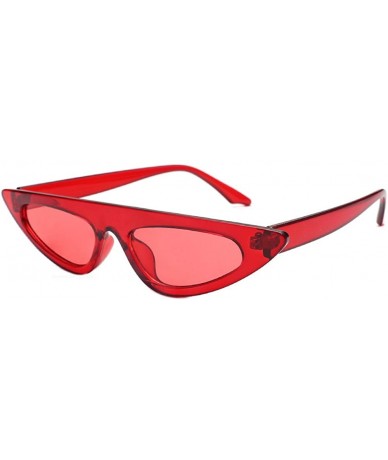 Round Unisex Cat Eye Shades Sunglasses Integrated UV Glasses Women Fashion Glasses - Wine Red - C818S04D4NK $17.04