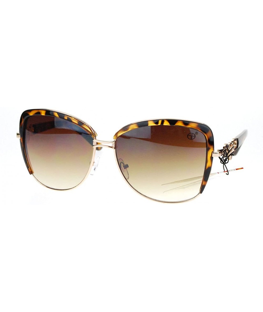 Square Vintage Designer Oversized Square Butterfly Frame Womens Sunglasses - Tortoise - CL11UTS3EI5 $18.47