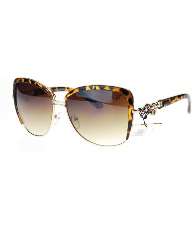 Square Vintage Designer Oversized Square Butterfly Frame Womens Sunglasses - Tortoise - CL11UTS3EI5 $18.47