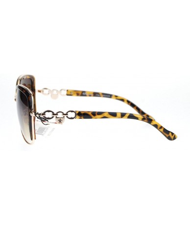 Square Vintage Designer Oversized Square Butterfly Frame Womens Sunglasses - Tortoise - CL11UTS3EI5 $18.47