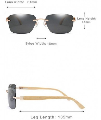 Square new bamboo feet square frameless sunglasses spring hinge unisex brand luxury sunglasses UV400 - Transparent - CQ193484...