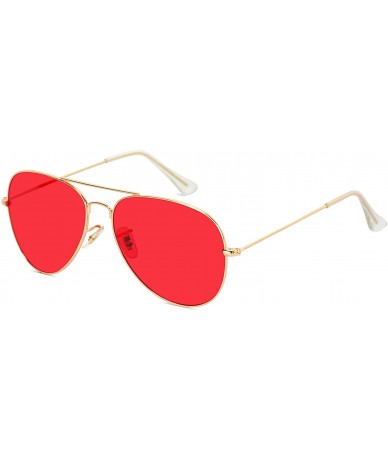 Aviator Classic Aviator Style Metal Frame Sunglasses Colored Lens - Red Lens - CX1215QNWUJ $31.14