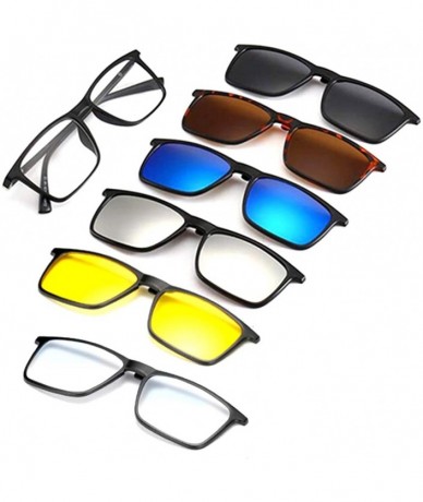 Rimless TR90 5Pcs Magnetic Clip on Sunglasses Over Glasses for Night Driving - CI187HRX568 $43.27