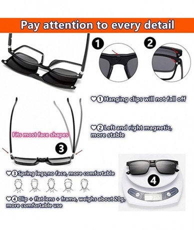 Rimless TR90 5Pcs Magnetic Clip on Sunglasses Over Glasses for Night Driving - CI187HRX568 $43.27