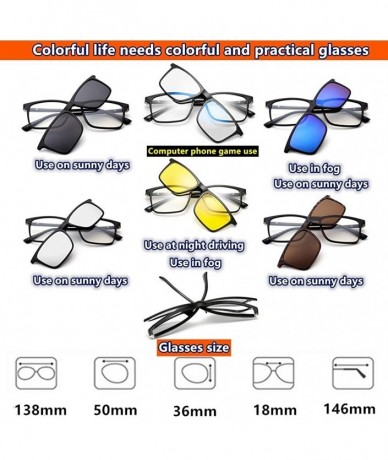 Rimless TR90 5Pcs Magnetic Clip on Sunglasses Over Glasses for Night Driving - CI187HRX568 $43.27