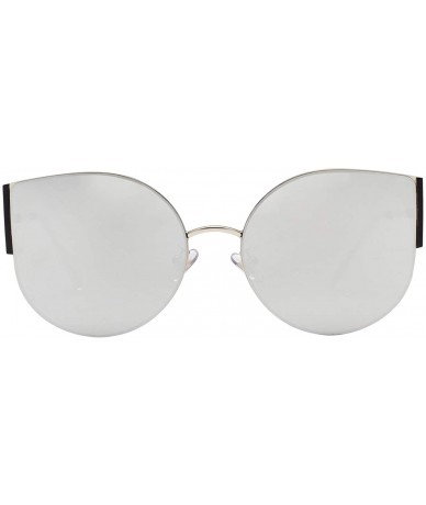 Oversized Cat Eye Shades Women's Oversized Polarized Metal Frame And Ultra Light UV 400 Protection for Ladies - Silver - CH18...