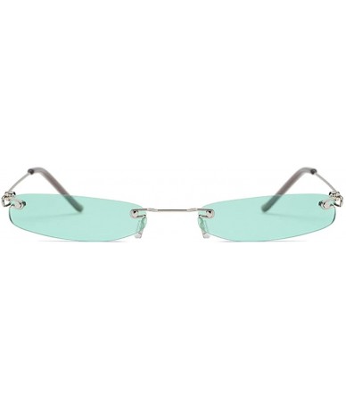 Rimless Rimless Tiny Rectangle Sunglasses Clear Colored Lens - Green - CH199MAX33O $24.69