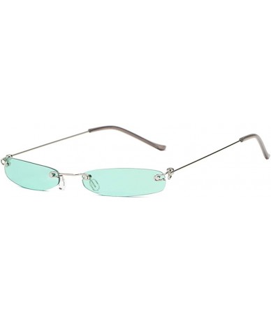 Rimless Rimless Tiny Rectangle Sunglasses Clear Colored Lens - Green - CH199MAX33O $24.69