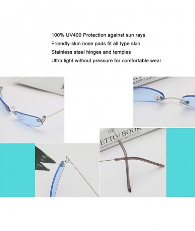 Rimless Rimless Tiny Rectangle Sunglasses Clear Colored Lens - Green - CH199MAX33O $24.69