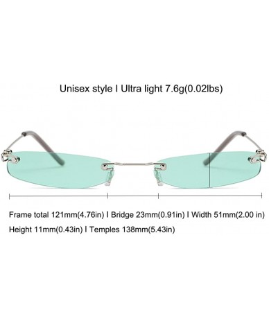 Rimless Rimless Tiny Rectangle Sunglasses Clear Colored Lens - Green - CH199MAX33O $24.69