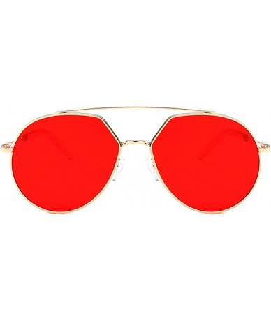 Oversized Vintage Sunglasses for Women metal PC UV 400 Protection Sun glasses - Gold Red - CW18T63TU9H $36.89