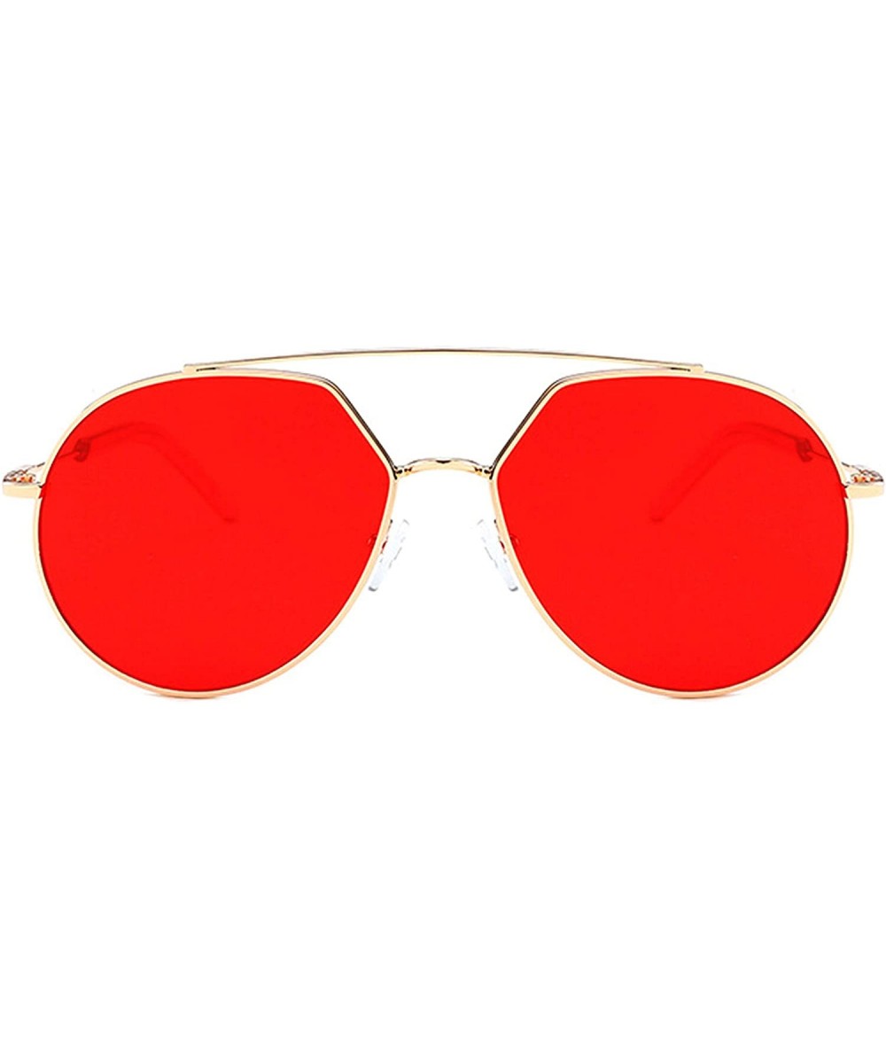 Oversized Vintage Sunglasses for Women metal PC UV 400 Protection Sun glasses - Gold Red - CW18T63TU9H $36.89