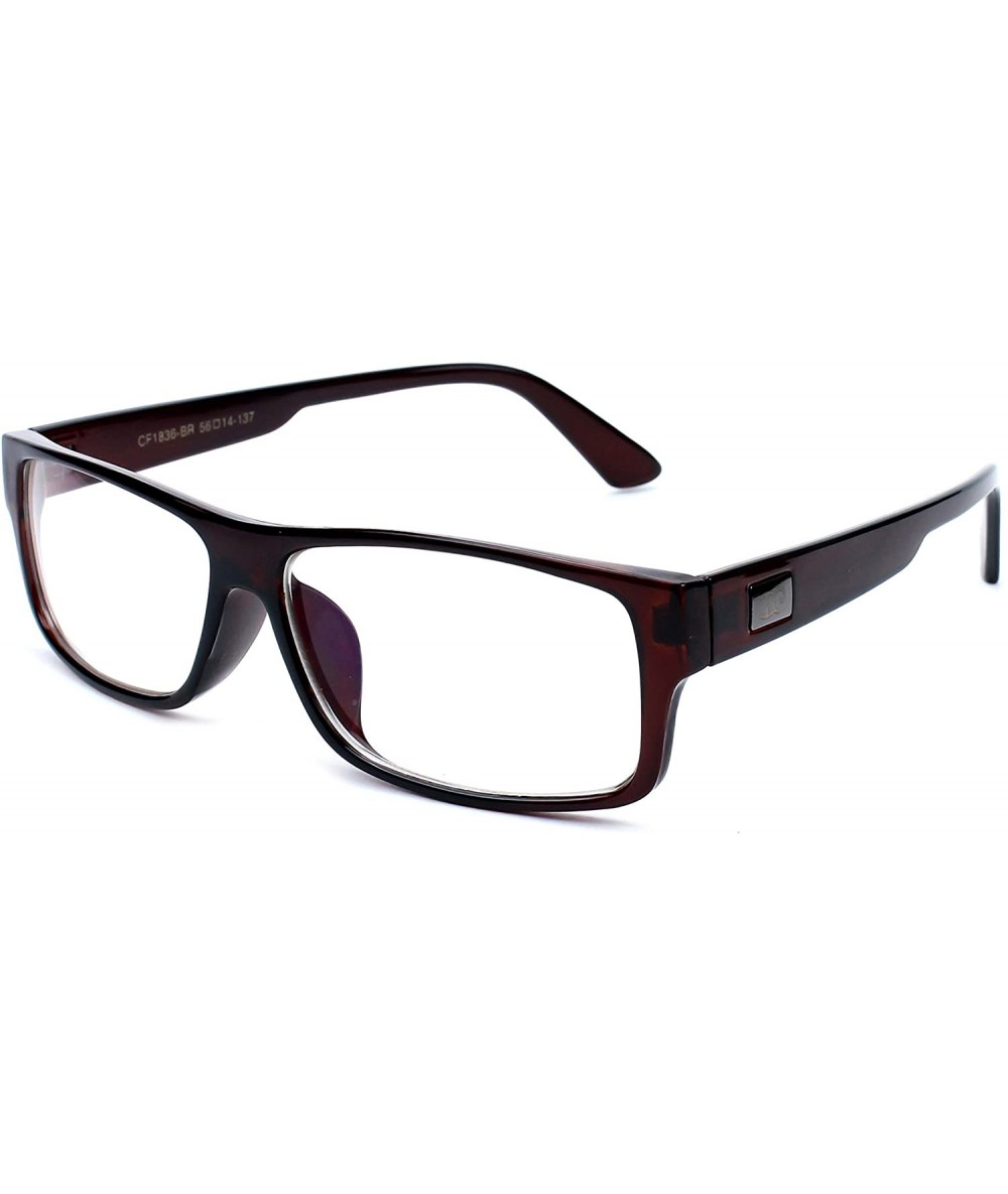 Square "Kayden" Retro Unisex Plastic Fashion Clear Lens Glasses - Brown - C2119OG1XSV $18.36