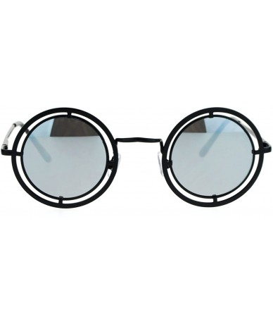 Round Victorian Steam Punk Double Frame Round Circle Lens Sunglasses - Black Silver - C712L9XNJOR $23.88