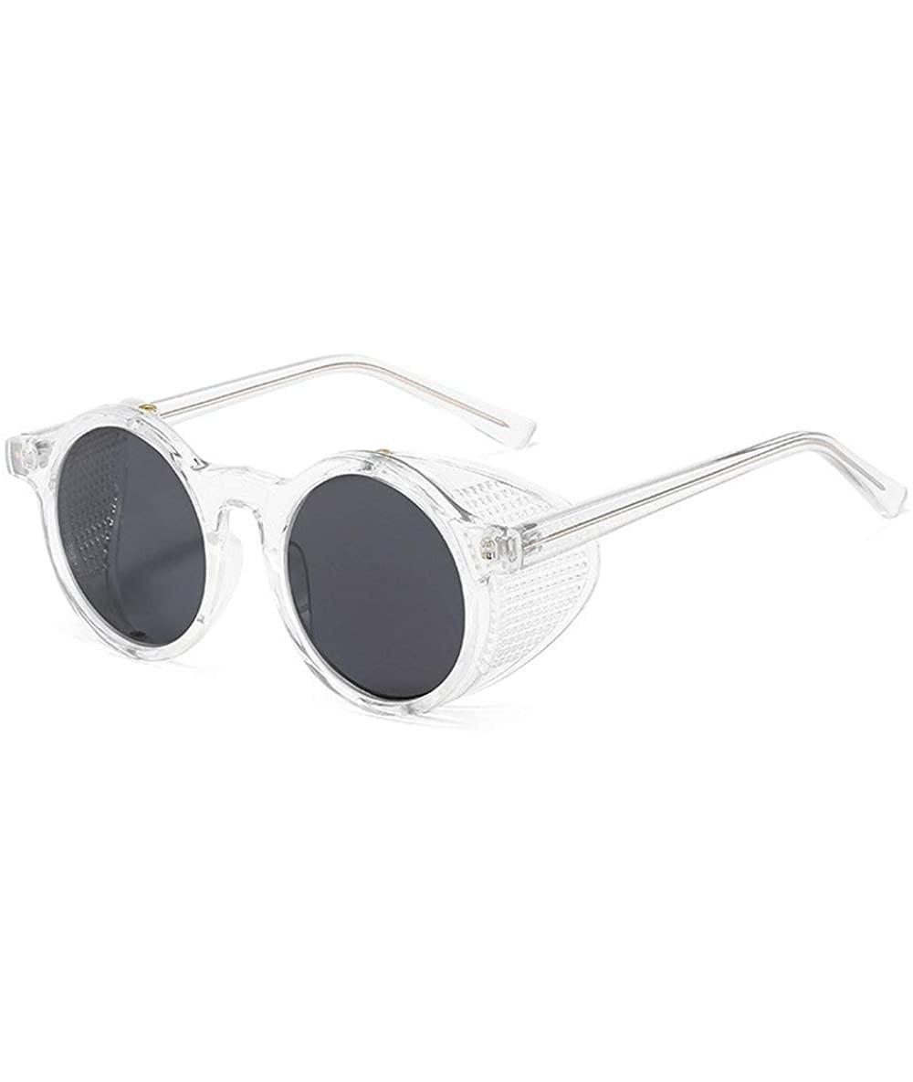 Round 2020 New Transparent Color Punk Flip Sunglasses Men Women Fashion UV400 Round Glasses - Clear&gray - CQ1935DG7CO $25.19