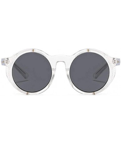 Round 2020 New Transparent Color Punk Flip Sunglasses Men Women Fashion UV400 Round Glasses - Clear&gray - CQ1935DG7CO $25.19