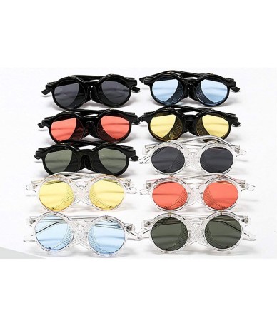 Round 2020 New Transparent Color Punk Flip Sunglasses Men Women Fashion UV400 Round Glasses - Clear&gray - CQ1935DG7CO $25.19