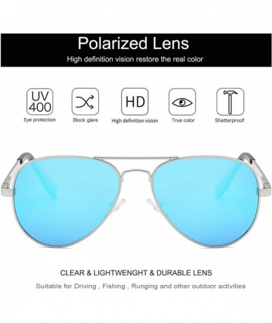 Square Classic Polarized Sunglasses Mirrored Protection - Silver Frame Blue Lens - CW18WL5U5R9 $28.07