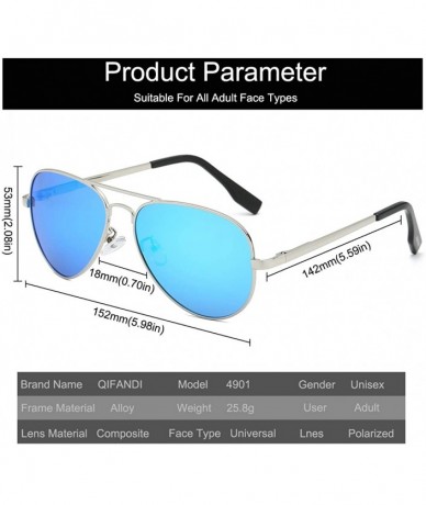 Square Classic Polarized Sunglasses Mirrored Protection - Silver Frame Blue Lens - CW18WL5U5R9 $28.07