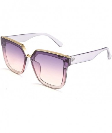 Square Fashion Women Men Sunglasses Square Frame Metal Shape Nesting Lenses B2595 - Clear Purple - CP198836Z2X $26.83