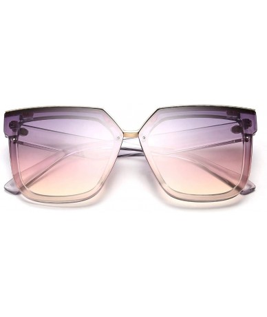 Square Fashion Women Men Sunglasses Square Frame Metal Shape Nesting Lenses B2595 - Clear Purple - CP198836Z2X $26.83