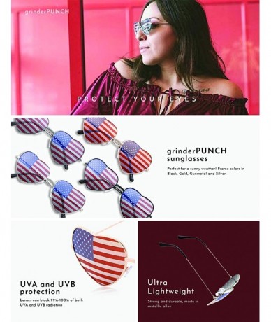 Round Womens Heart Shaped American Flag Cute Sunglasses - Black - CK18M5GKMXU $19.91