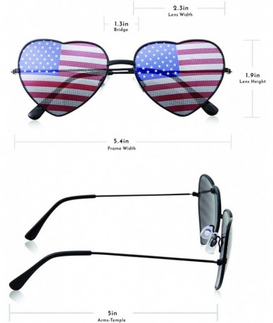 Round Womens Heart Shaped American Flag Cute Sunglasses - Black - CK18M5GKMXU $19.91