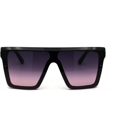 Shield Womens Flat Top Oversize Mobster Shield Retro Sunglasses - Black Purple - C519608SE9L $23.59