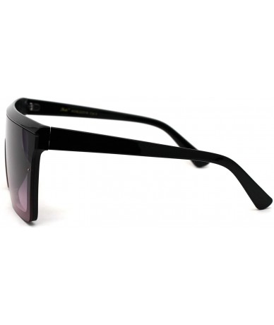 Shield Womens Flat Top Oversize Mobster Shield Retro Sunglasses - Black Purple - C519608SE9L $23.59