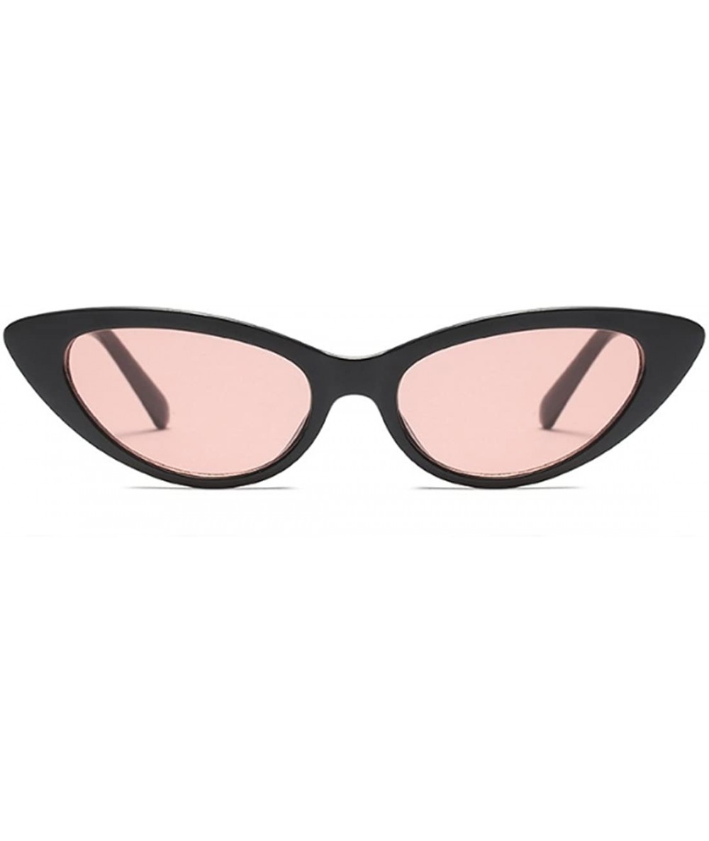 Goggle Cat Eye Small Sunglasses Small Narrow Oval Vintage Retro Mini eyewear - Black Pink - C318DW8G06O $18.41