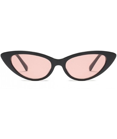 Goggle Cat Eye Small Sunglasses Small Narrow Oval Vintage Retro Mini eyewear - Black Pink - C318DW8G06O $18.41