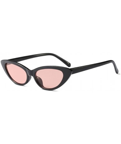 Goggle Cat Eye Small Sunglasses Small Narrow Oval Vintage Retro Mini eyewear - Black Pink - C318DW8G06O $18.41