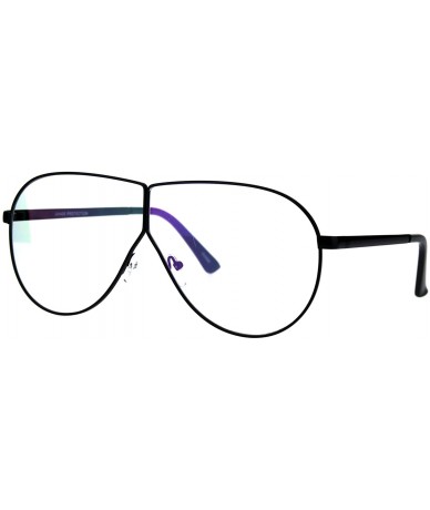 Shield Mens Oversize Clear Lens Metal Rim Shield Pilots Eye Glasses - Black - CS185KLE9QE $23.84