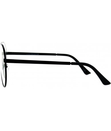 Shield Mens Oversize Clear Lens Metal Rim Shield Pilots Eye Glasses - Black - CS185KLE9QE $23.84