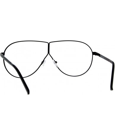 Shield Mens Oversize Clear Lens Metal Rim Shield Pilots Eye Glasses - Black - CS185KLE9QE $23.84