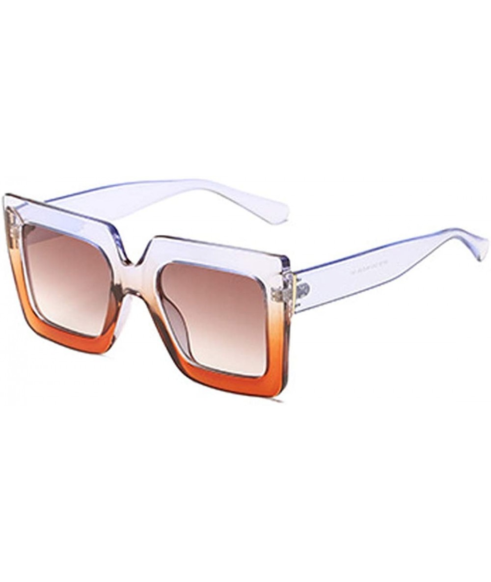 Sport Men and women Sunglasses Two-tone Big box sunglasses Retro glasses - Purple Orange - CH18LLC4L88 $17.14