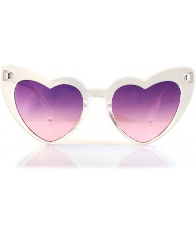 Cat Eye Heart Cat-Eye Clear Oceanic Color Tinted Gradient Lens Party Sunglasses A141 - Clear/ Purple Tinted - CM18C0SSDRE $20.40