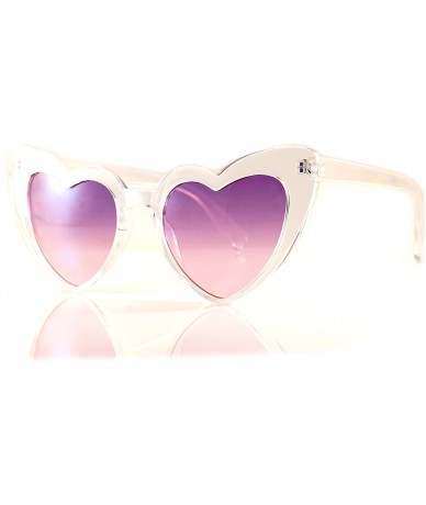 Cat Eye Heart Cat-Eye Clear Oceanic Color Tinted Gradient Lens Party Sunglasses A141 - Clear/ Purple Tinted - CM18C0SSDRE $20.40