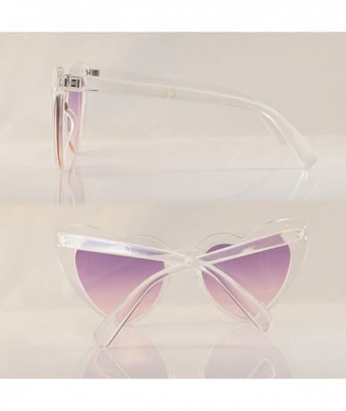 Cat Eye Heart Cat-Eye Clear Oceanic Color Tinted Gradient Lens Party Sunglasses A141 - Clear/ Purple Tinted - CM18C0SSDRE $20.40