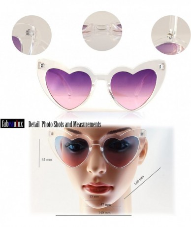 Cat Eye Heart Cat-Eye Clear Oceanic Color Tinted Gradient Lens Party Sunglasses A141 - Clear/ Purple Tinted - CM18C0SSDRE $20.40