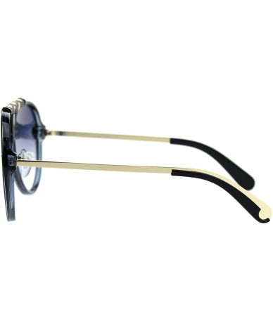 Sport Mens Mobster Flat Top Shield Racer Retro Sunglasses - Black Blue Smoke - CM18TXCWMGT $26.91