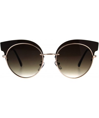 Cat Eye Womens Mod Design Exposed Horn Rim Cat Eye Chic Sunglasses - Gold Brown - CR18CUGC6SK $22.89