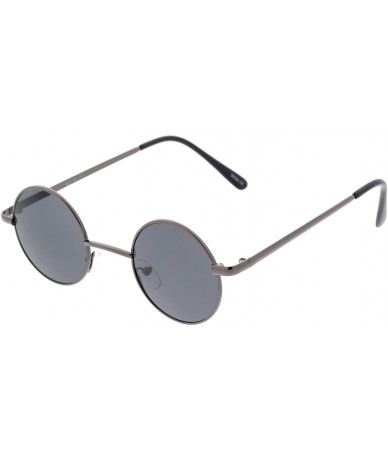 Oval Small Retro Lennon Inspired Style Neutral-Colored Lens Round Metal Sunglasses 41mm - Gunmetal / Smoke - CQ12N1NQMQP $19.64