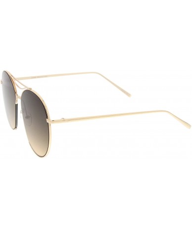 Semi-rimless Oversized Metal Frame Brow Bar Semi-Rimless Gradient Flat Lens Aviator Sunglasses 60mm - Gold / Smoke Gradient -...